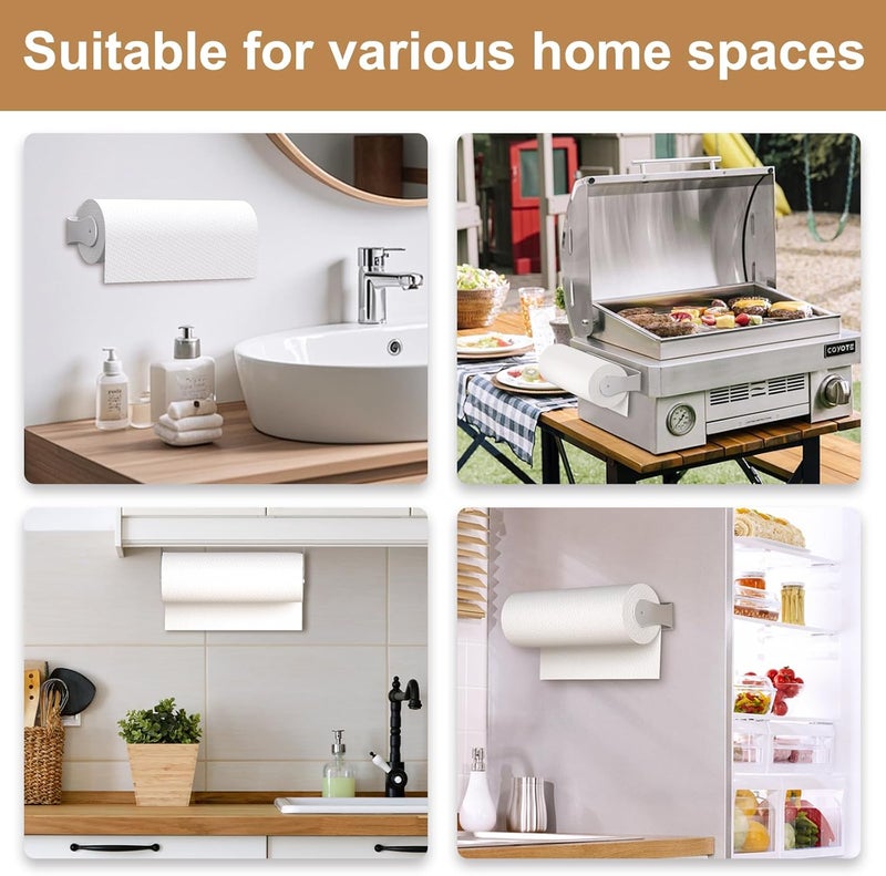 HZE Paper Towel Holder Under Cabinet, Wall Mount, Stainless Steel Paper Towel Holder for Kitchen and Bathroom, Adhesive or Screws, Silver - Image 5